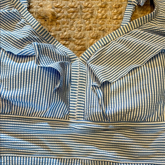 Time and Tru Blue Striped One Piece Swimsuit - Picture 4 of 12